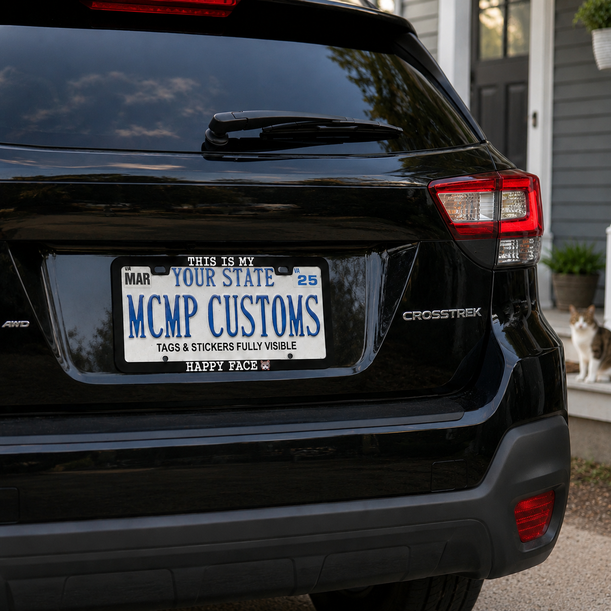 This Is My Happy Face Cat Lover Aluminum License Plate Frame
