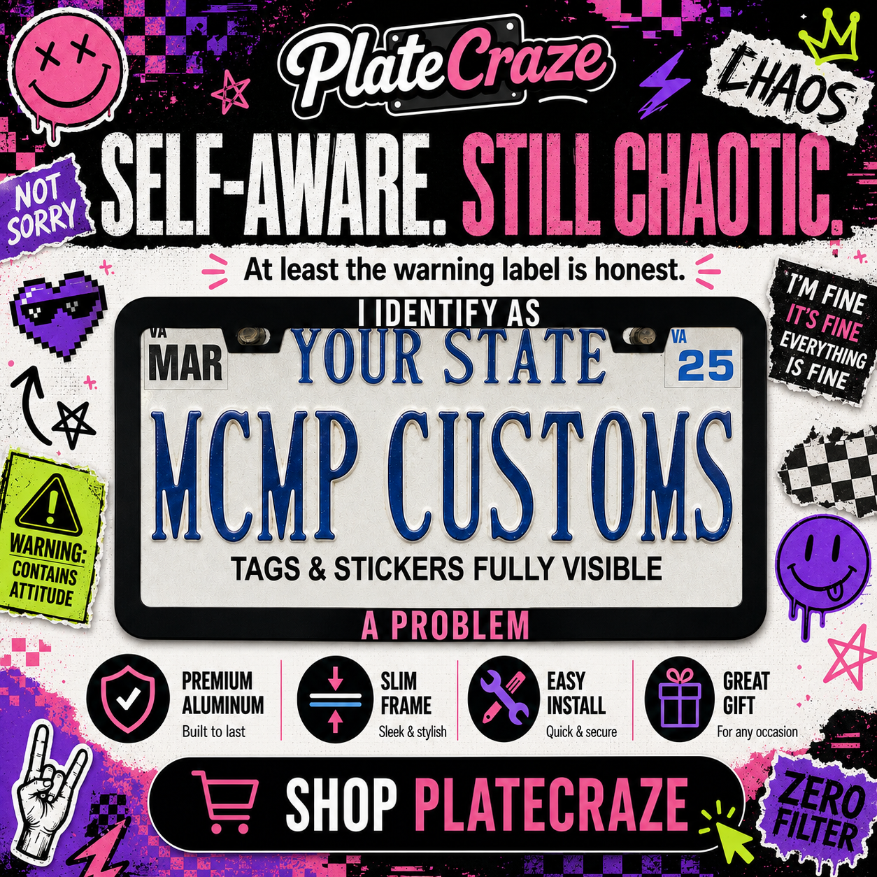 I Identify As A Problem License Plate Frame