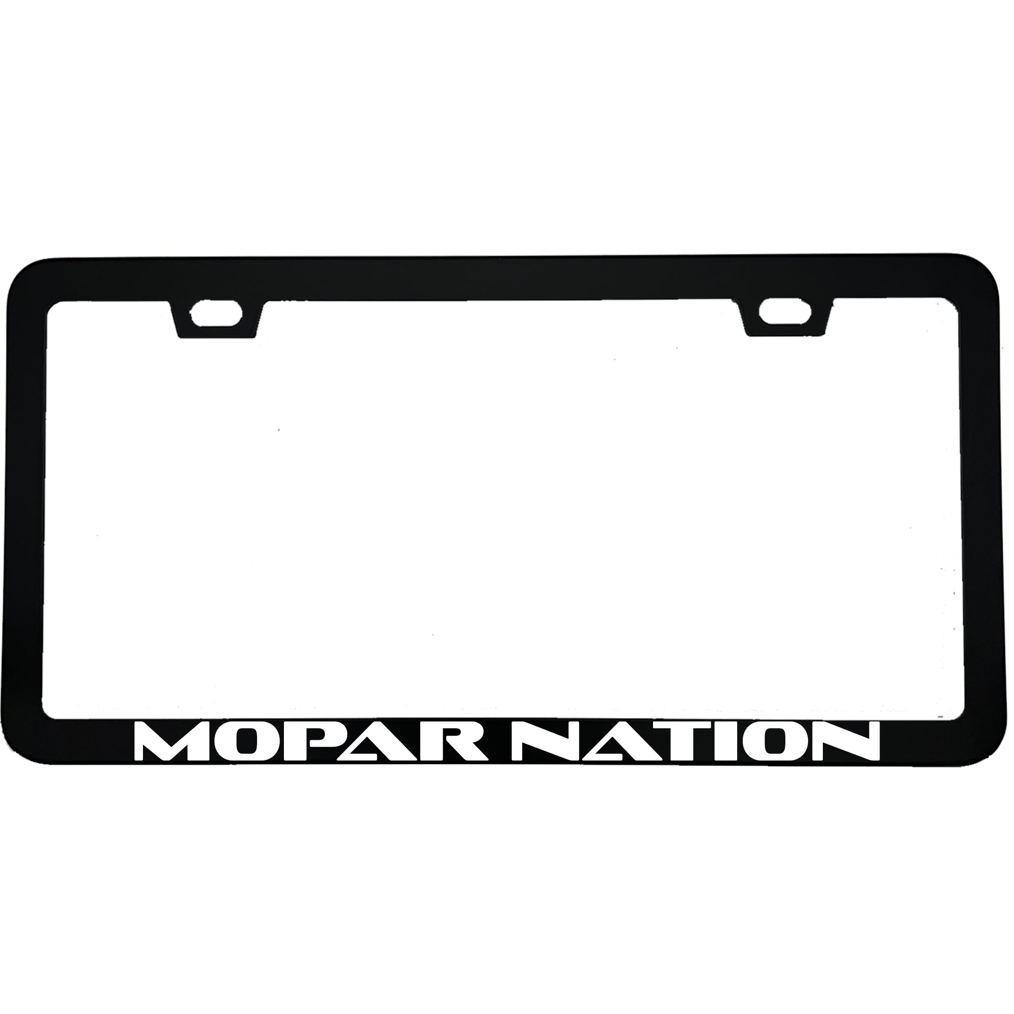 "Mopar Nation" car enthusiast aluminum license plate frame β front view