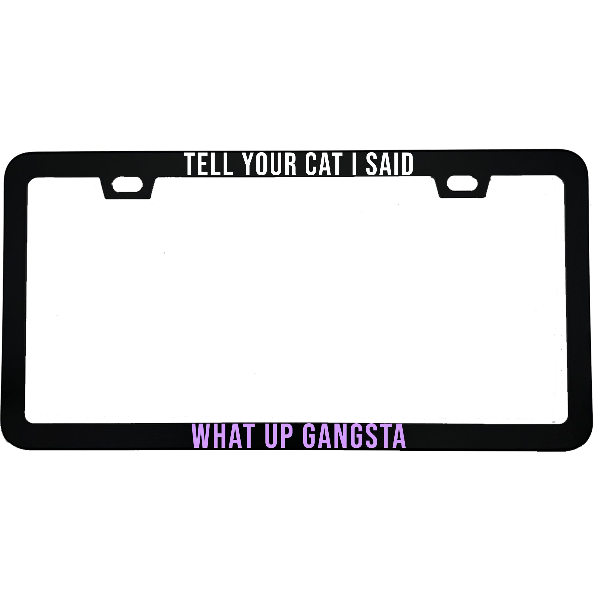 Tell Your Cat I Said What Up Gangsta Aluminum License Plate Frame
