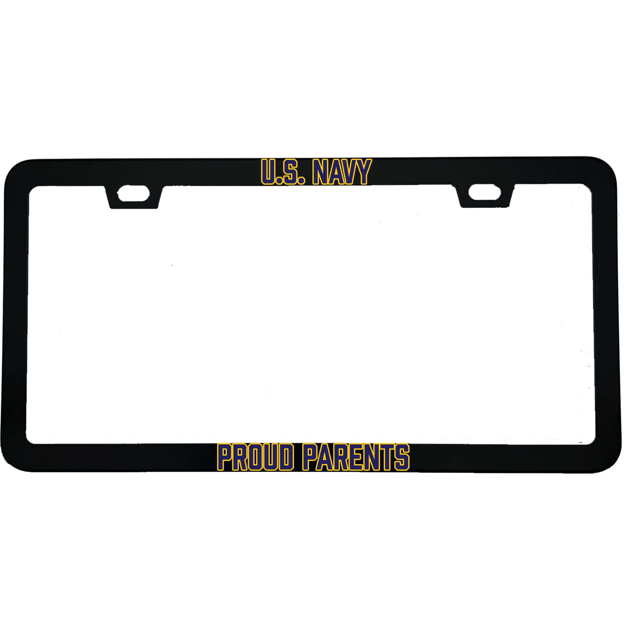 "U.S. Navy Proud Parents" military aluminum license plate frame β front view