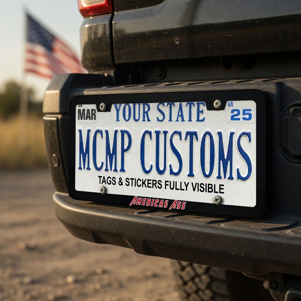 America's Ass Superhero Aluminum License Plate Frame