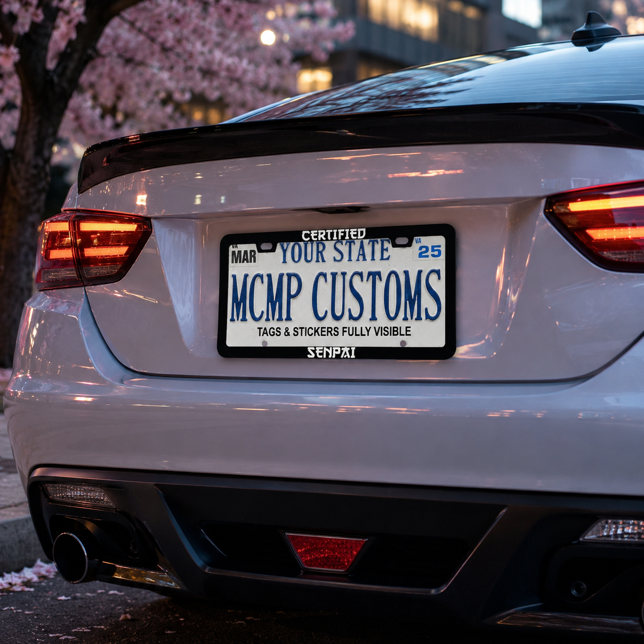 Certified Senpai Anime Aluminum License Plate Frame