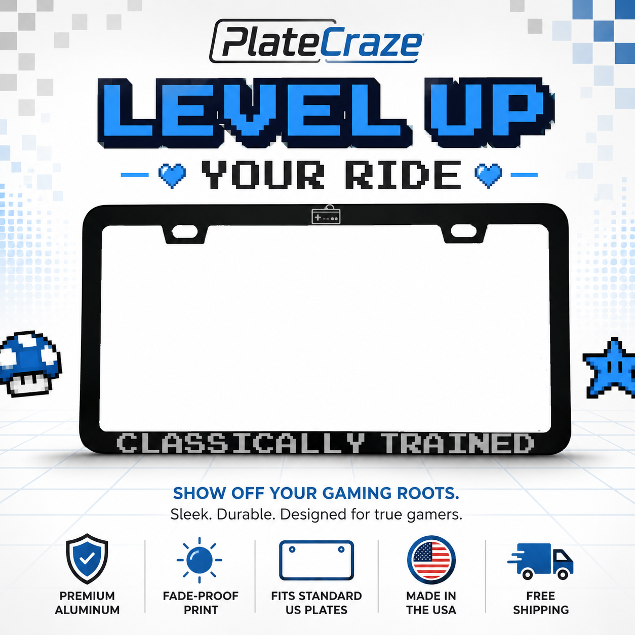 Classically Trained Gaming Aluminum License Plate Frame