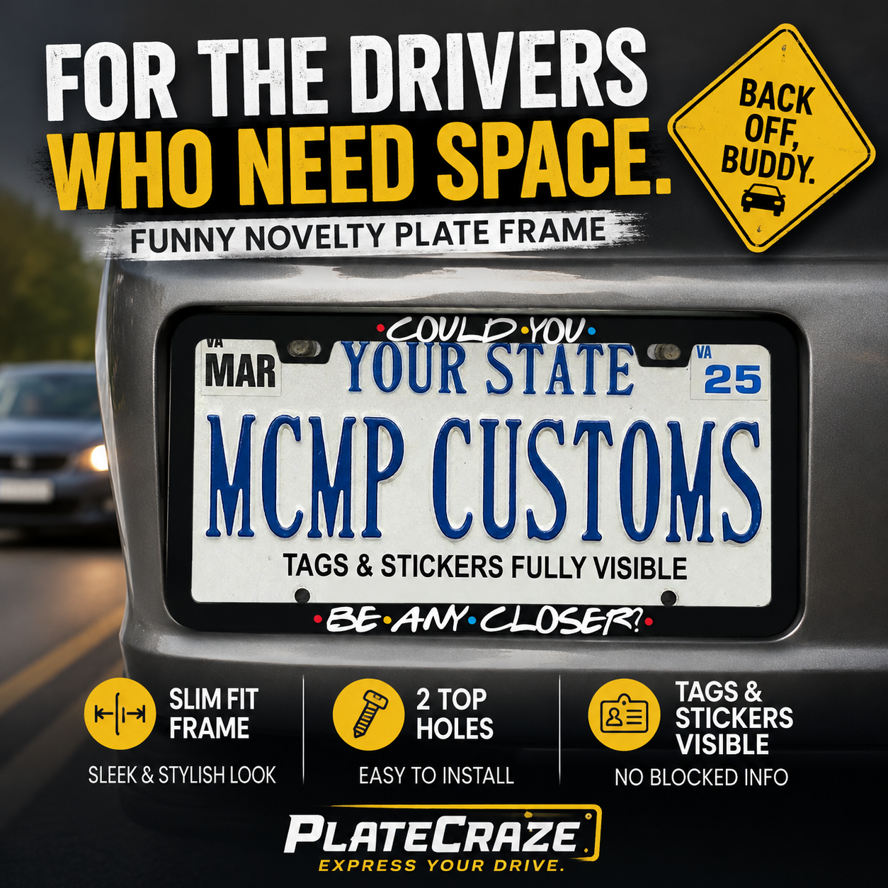 Could You Be Any Closer Friends TV Aluminum License Plate Frame