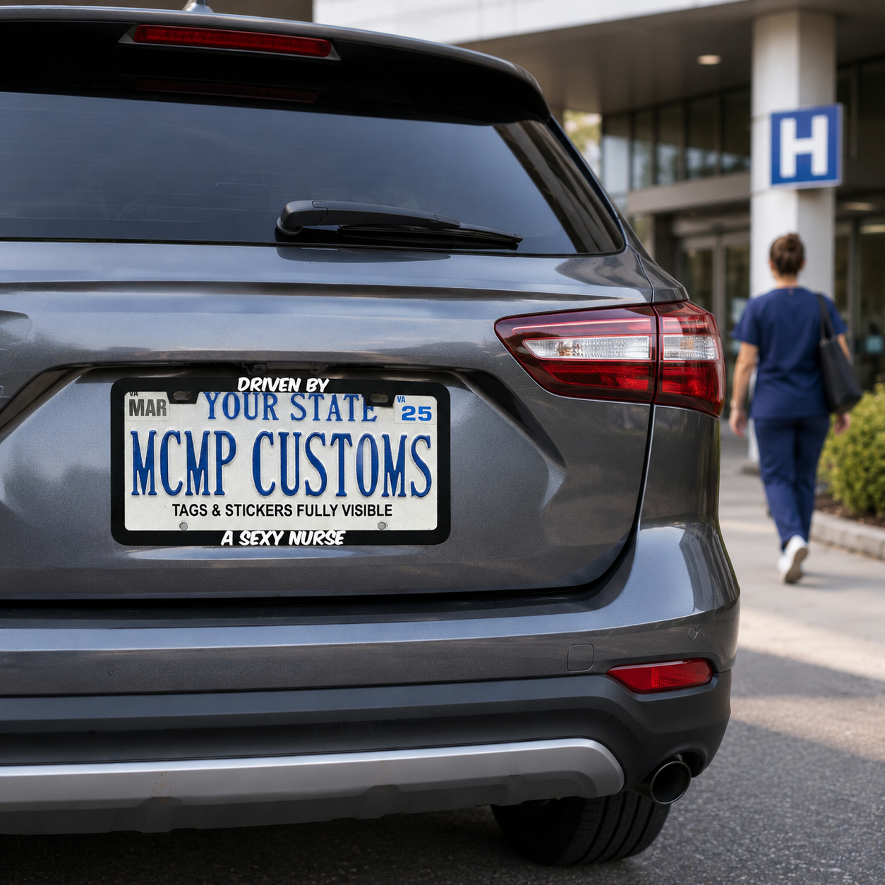 Driven By A Sexy Nurse Aluminum License Plate Frame