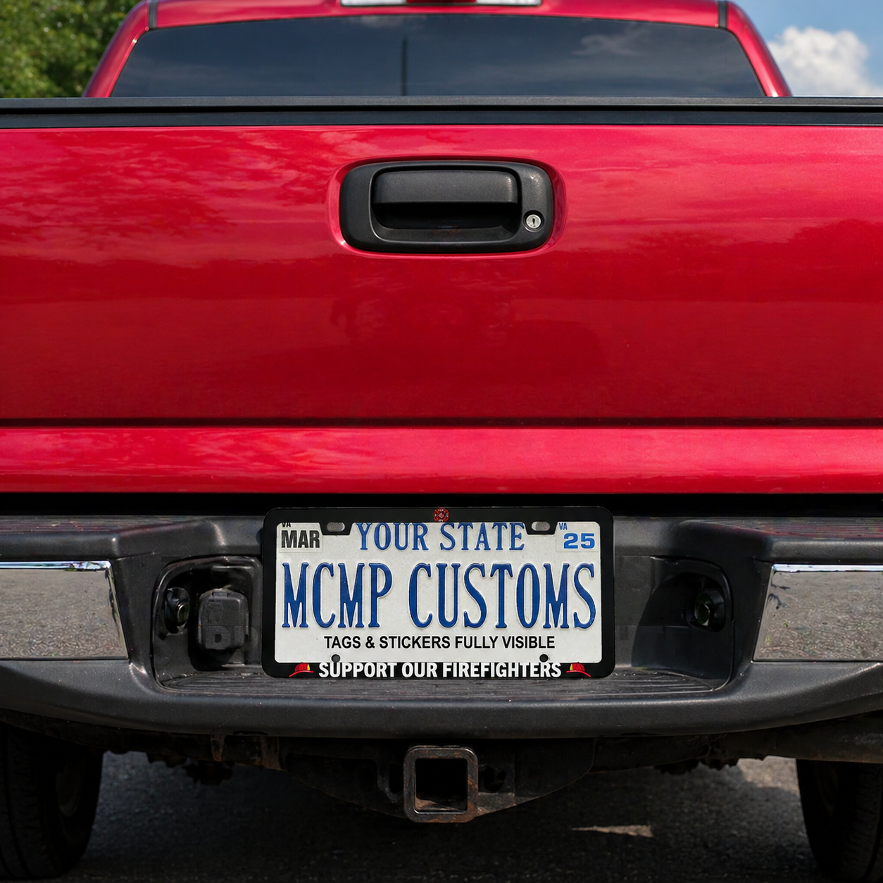 Support Our Firefighters Aluminum License Plate Frame