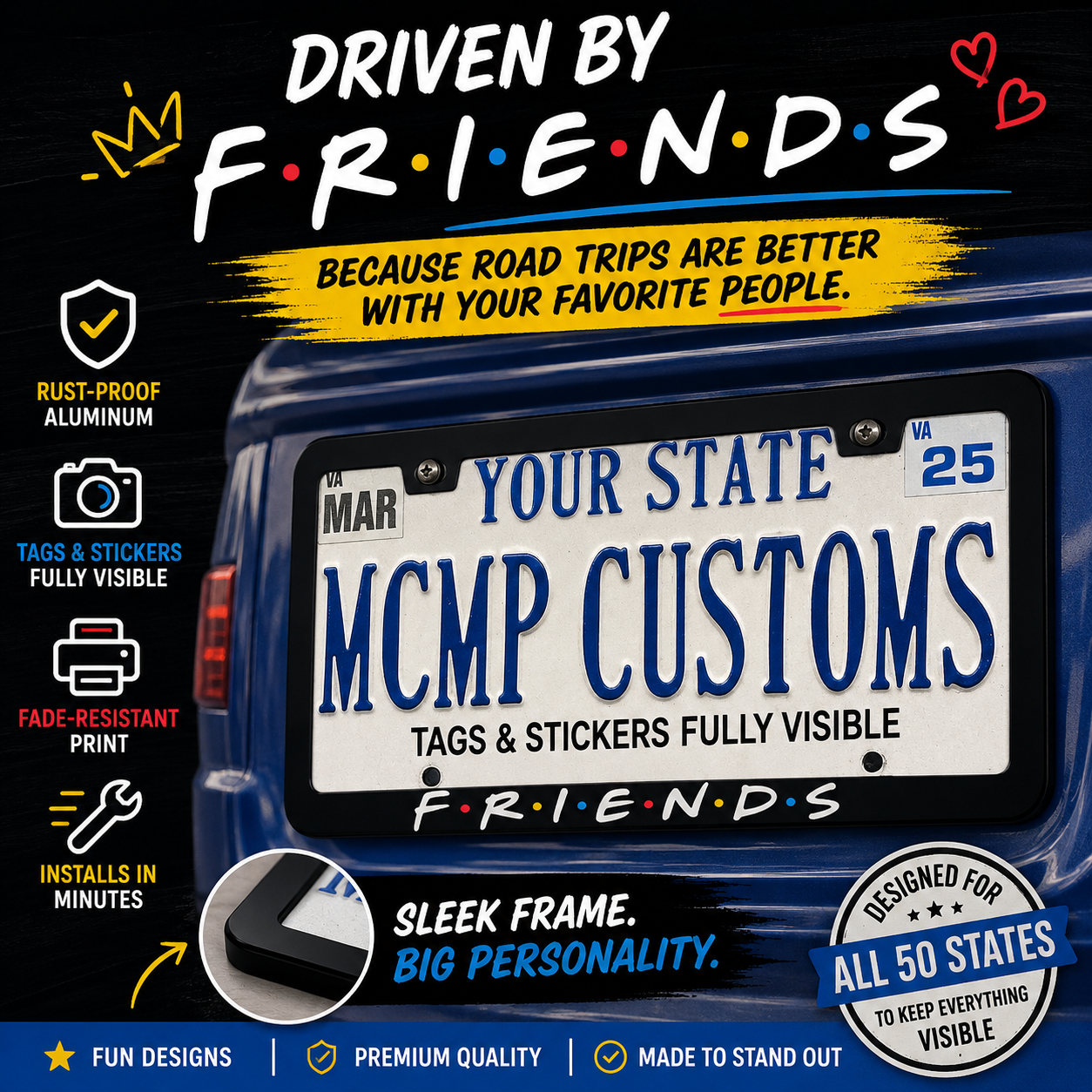 Friends TV Show Logo Aluminum License Plate Frame