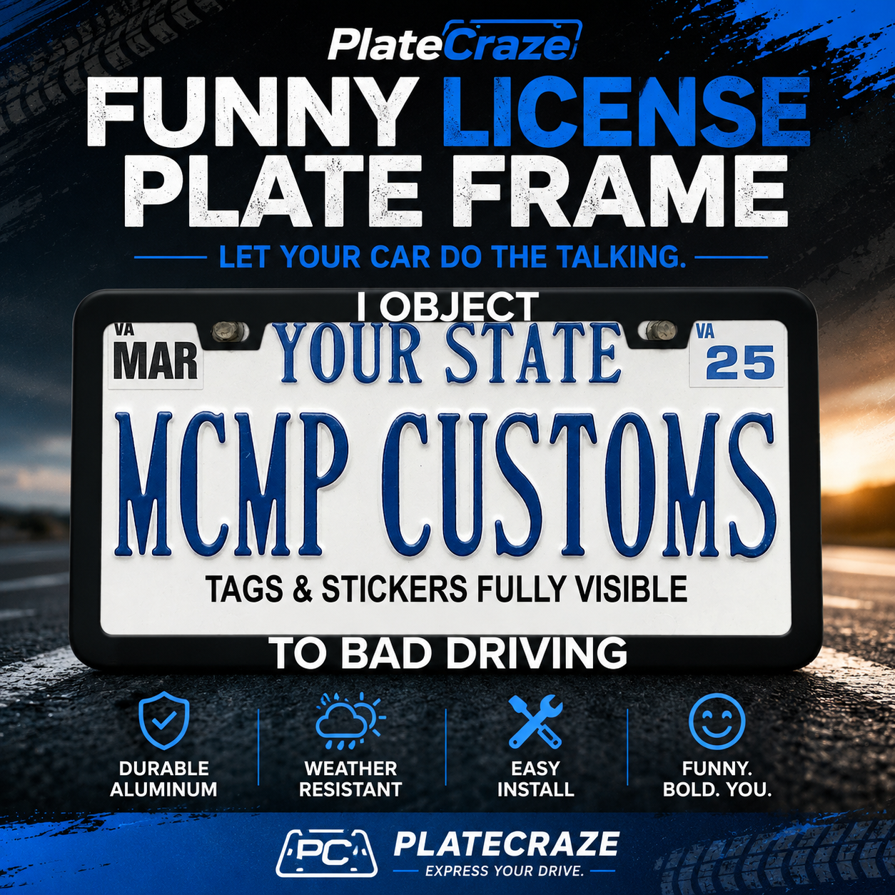 I Object To Bad Driving Lawyer Aluminum License Plate Frame