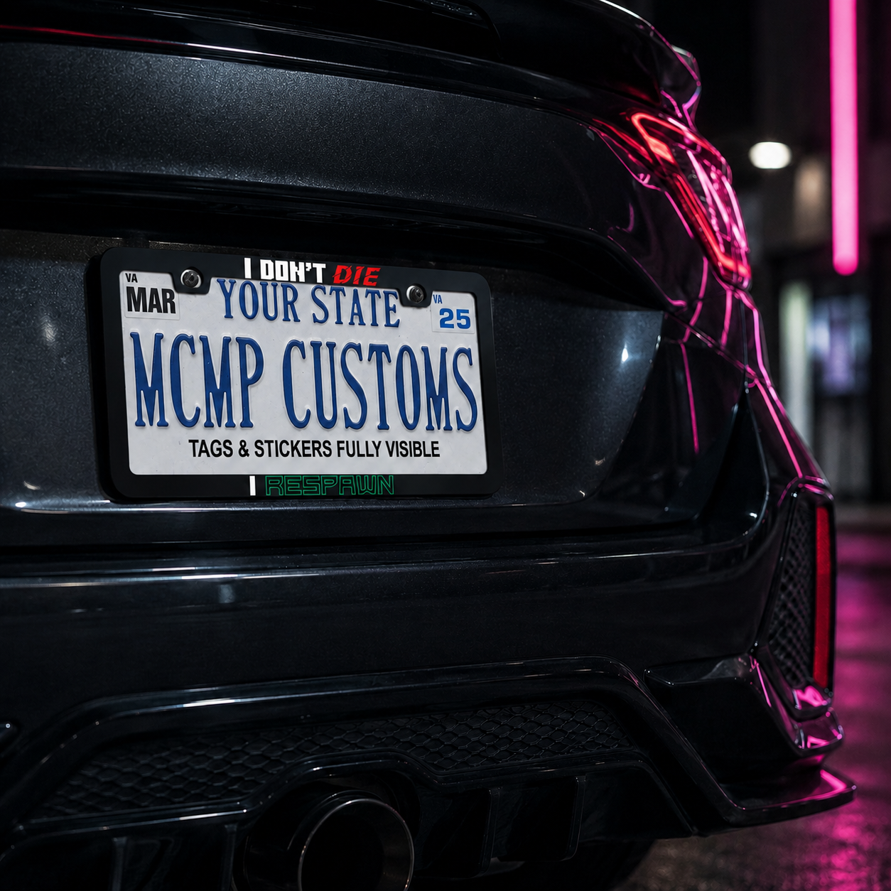 I Don't Die, I Respawn Gaming Aluminum License Plate Frame