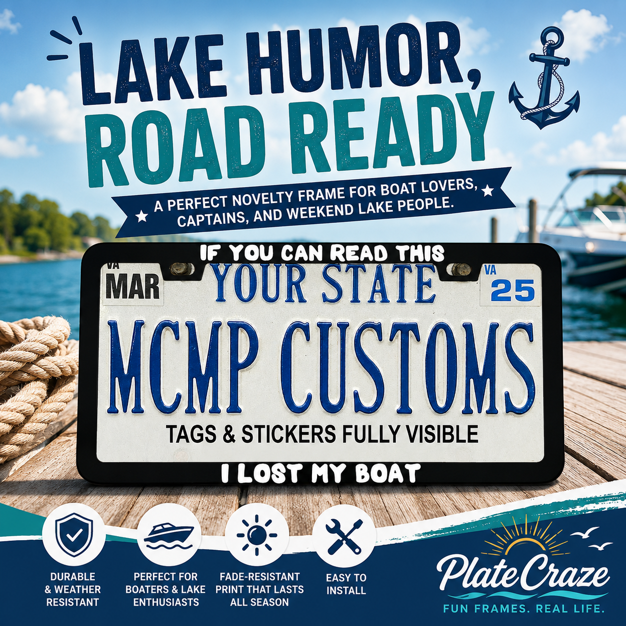 If You Can Read This I Lost My Boat Fishing Aluminum License Plate Frame
