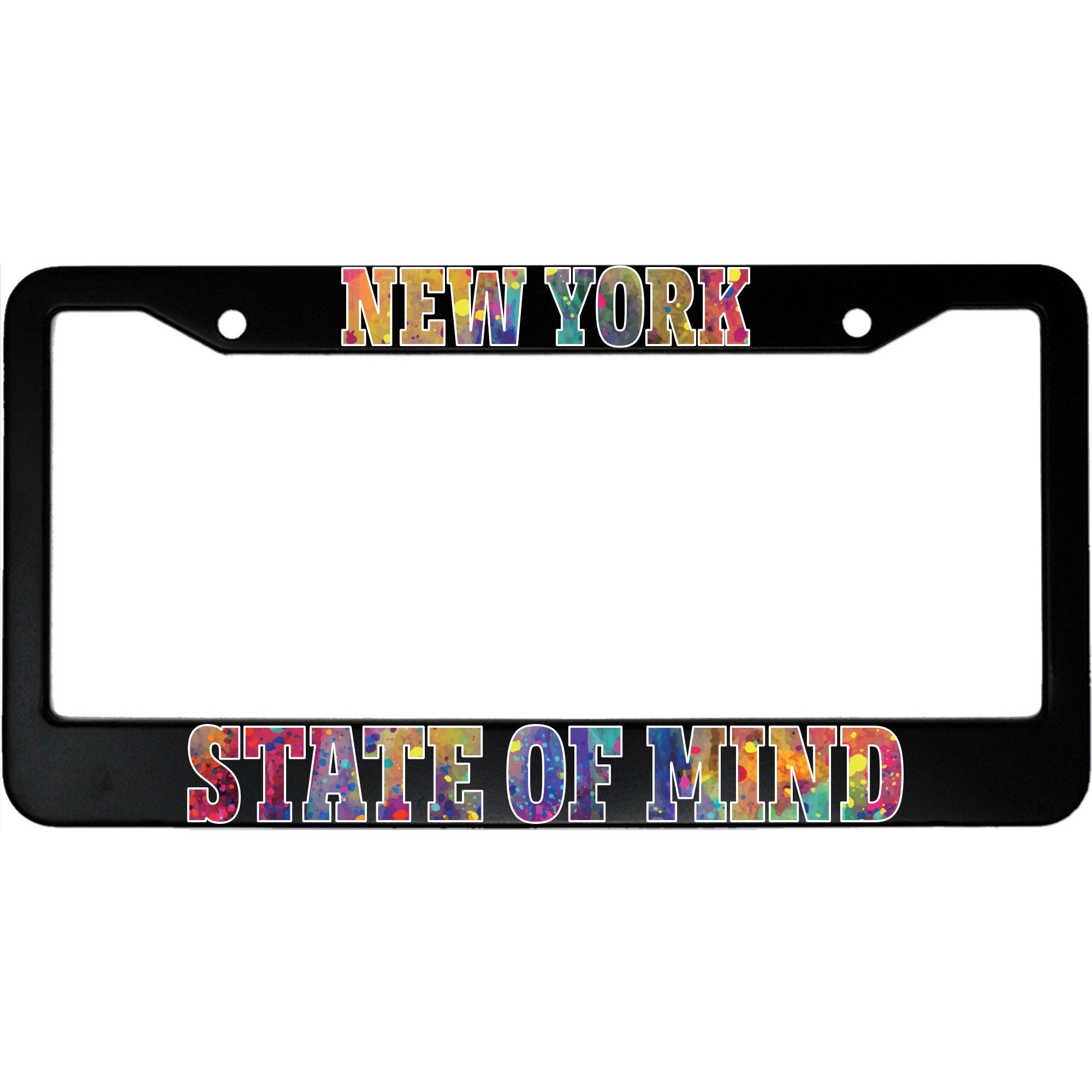 New York State of Mind License Plate Frame - Vibrant Aluminum Car Accessory for NY Enthusiasts