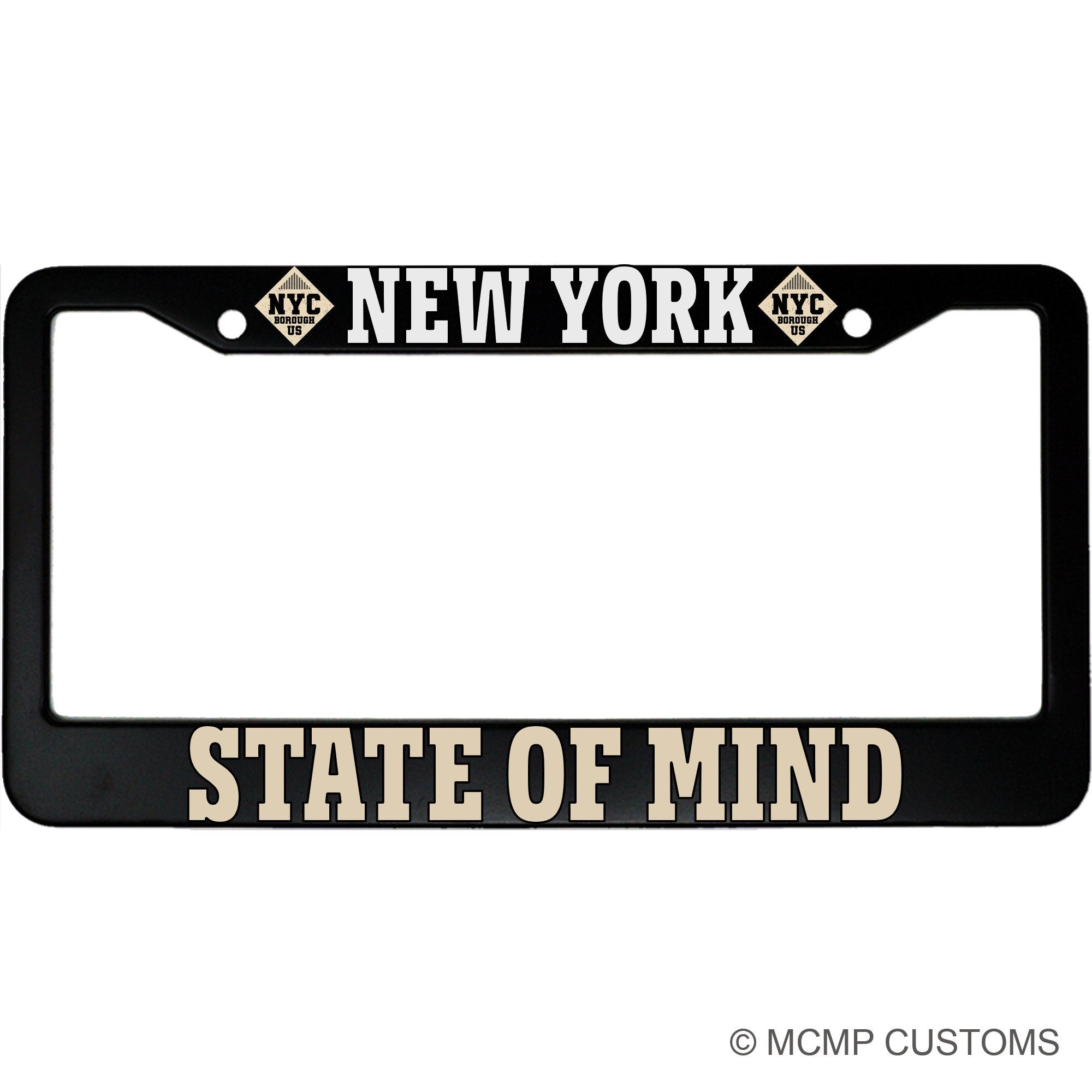 New York State of Mind Brooklyn Style Aluminum Car License Plate Frame Handle
