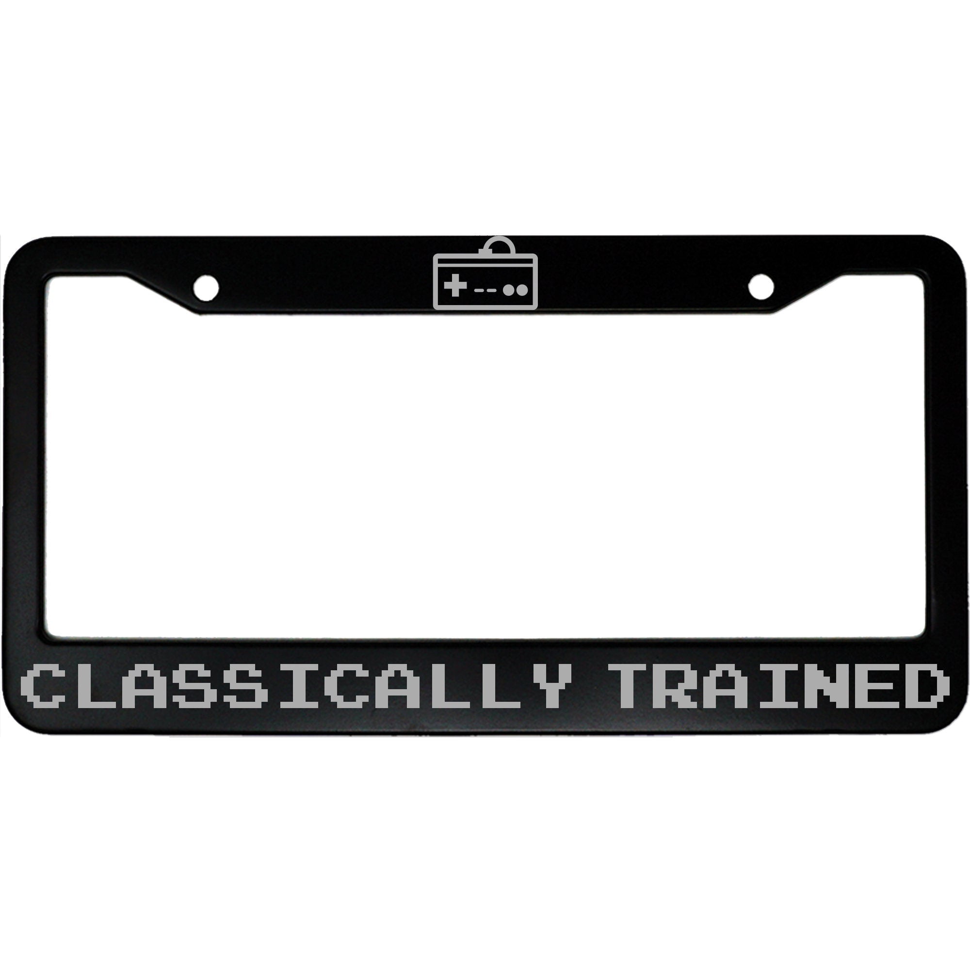 Classically Trained NES License Plate Frame - Retro Gaming Aluminum Car Accessory with Controller Icon