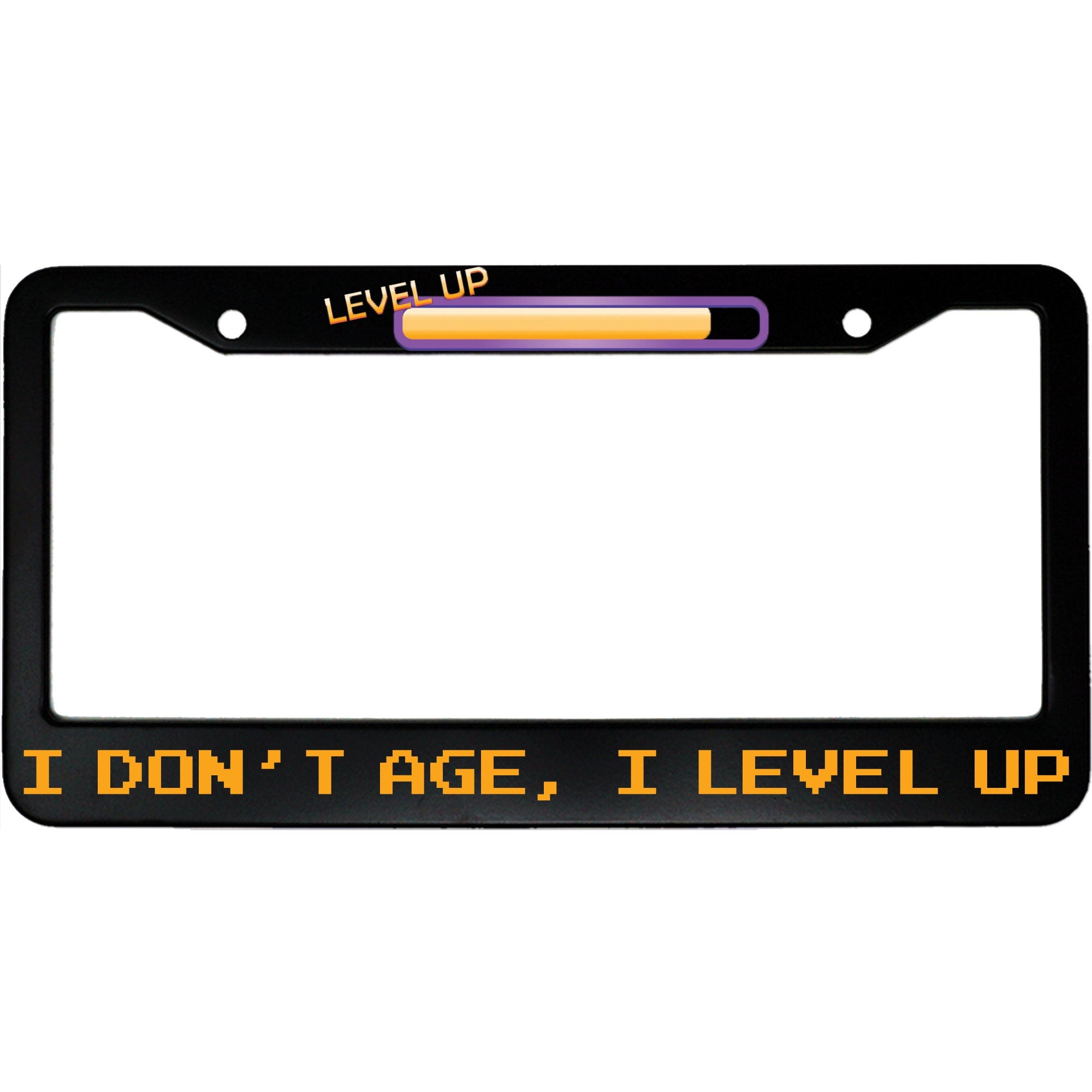 I Don’t Age, I Level Up License Plate Frame - Funny Gamer Aluminum Car Accessory