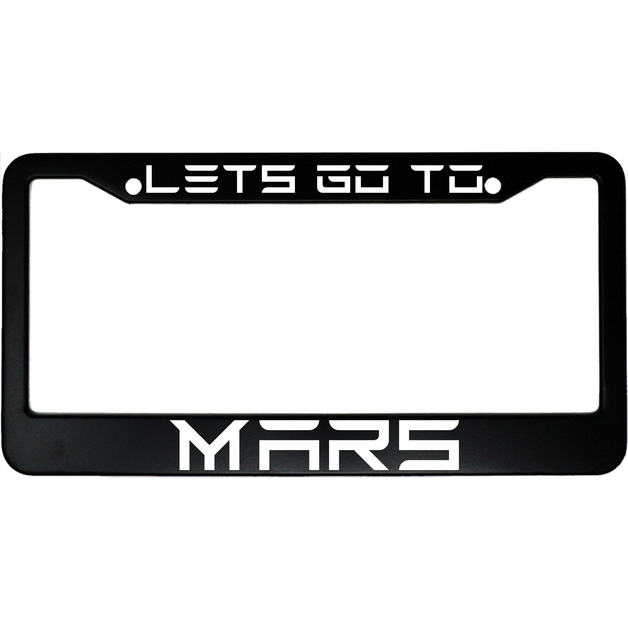 Lets Go To Mars Funny Electric Car Outer Space Aluminum Car License Plate Frame