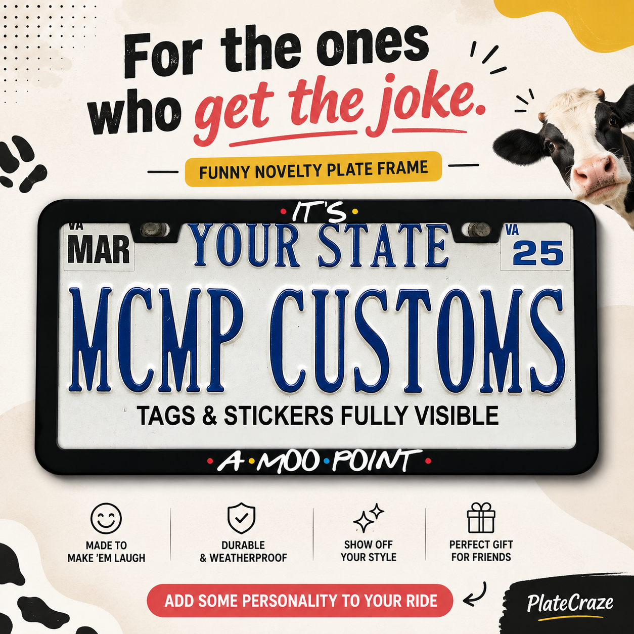 Its A Moo Point Friends TV Aluminum License Plate Frame