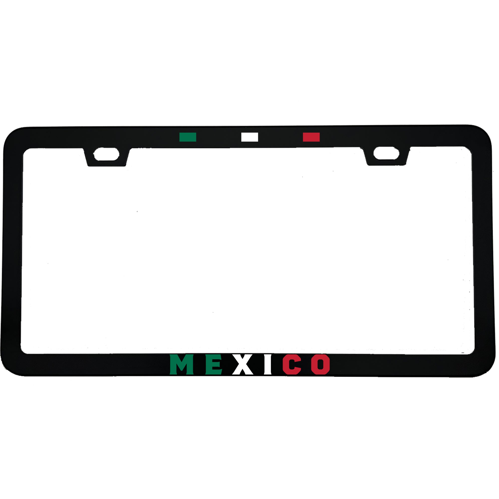 "Mexico Flag Mexican Pride" state pride aluminum license plate frame — front view