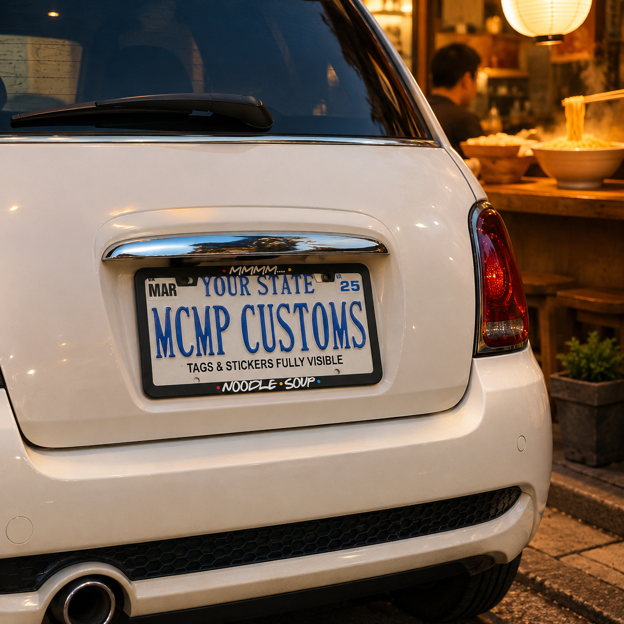 Mmmm Noodle Soup Foodie Aluminum License Plate Frame