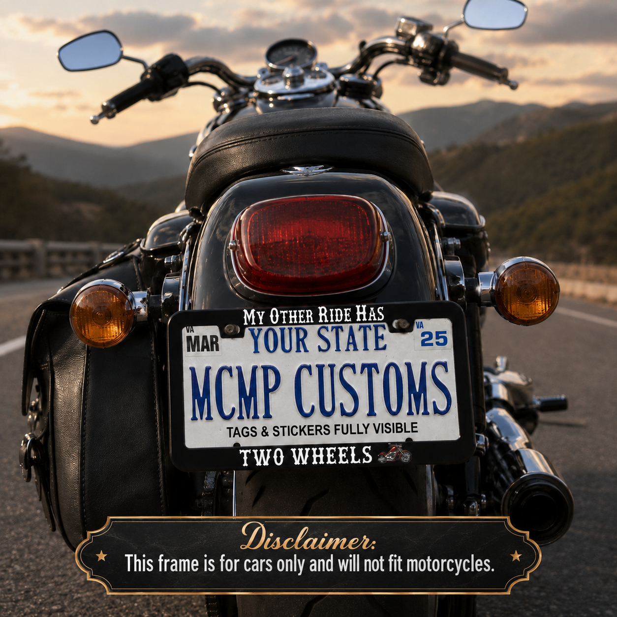 My Other Ride Has Two Wheels Biker Aluminum License Plate Frame