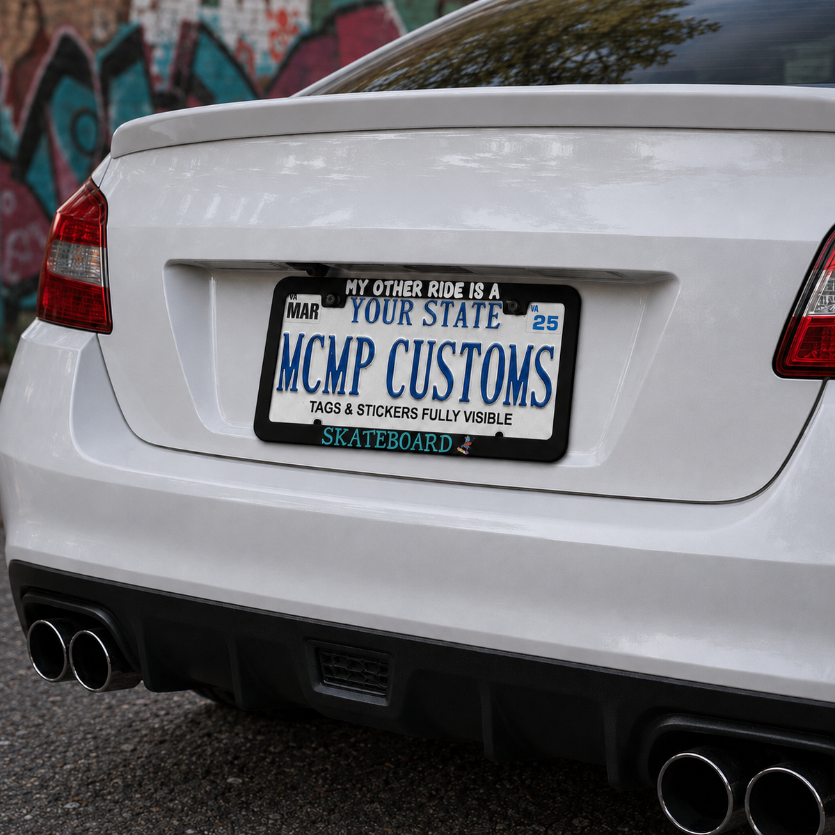 My Other Ride Is A Skateboard Funny Aluminum License Plate Frame