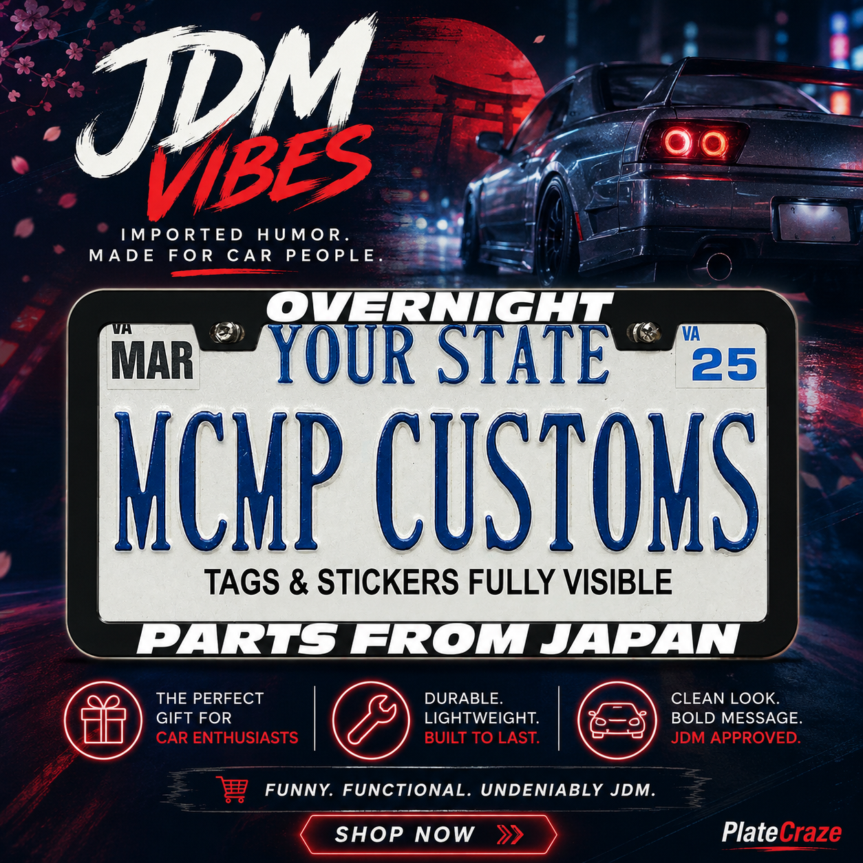 Overnight Parts From Japan Fast and Furious Aluminum License Plate Frame