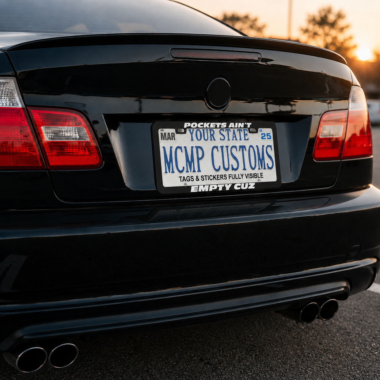 Pockets Ain't Empty Cuz Car Enthusiast Aluminum License Plate Frame