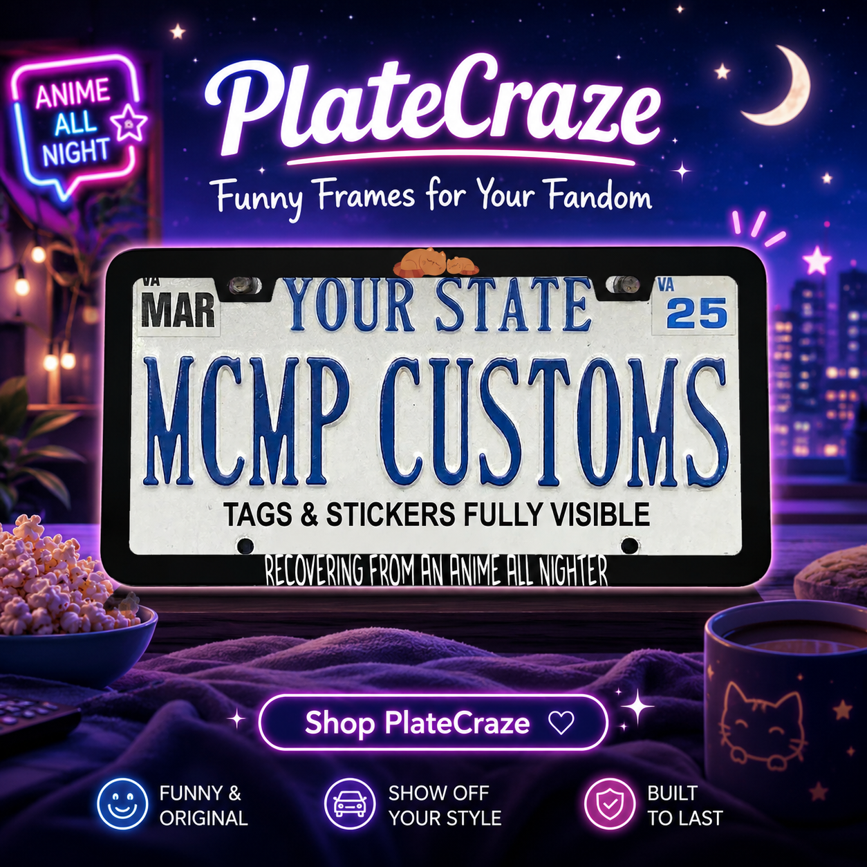 Recovering From An Anime All Nighter Aluminum License Plate Frame