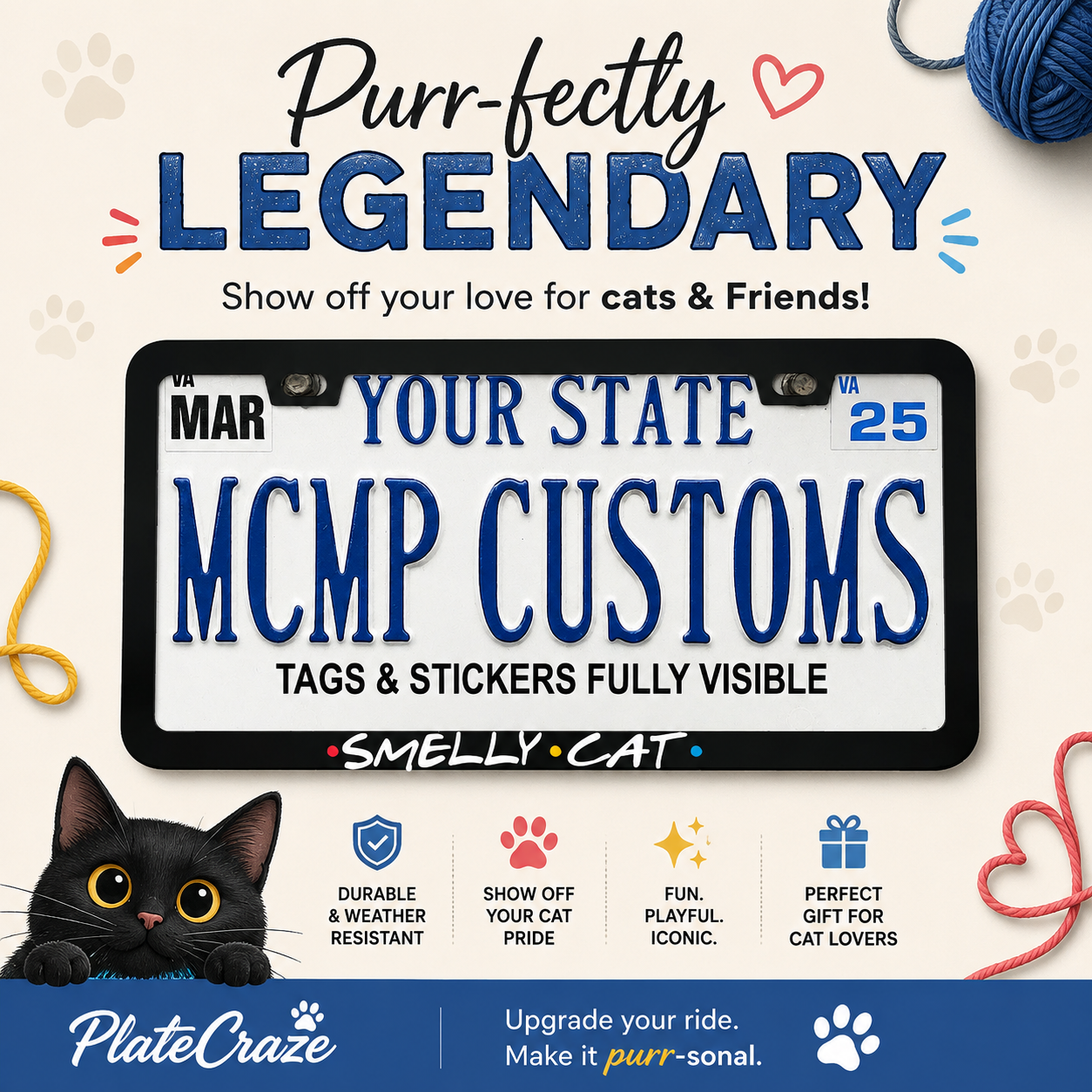 Smelly Cat Friends TV Aluminum License Plate Frame