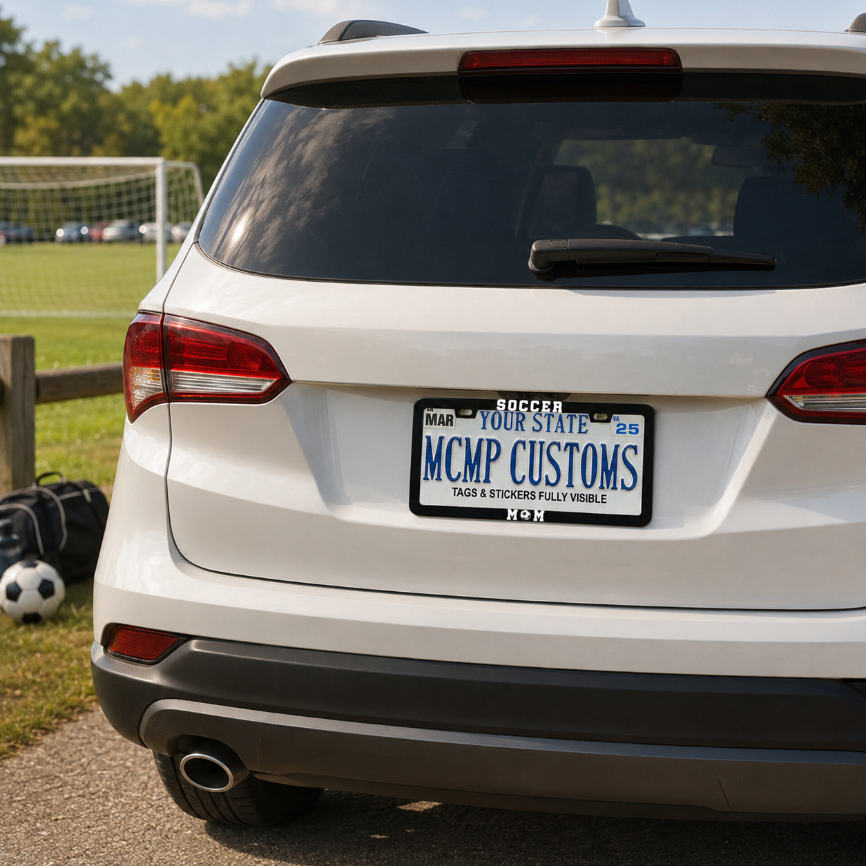 Soccer Mom license plate frame lifestyle photo