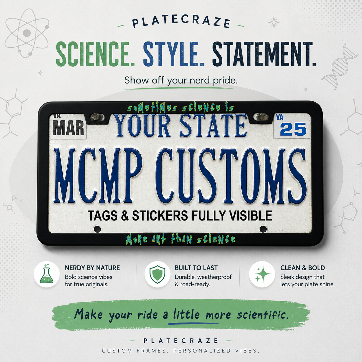 Sometimes Science Is More Art Than Science Rick and Morty Aluminum License Plate Frame