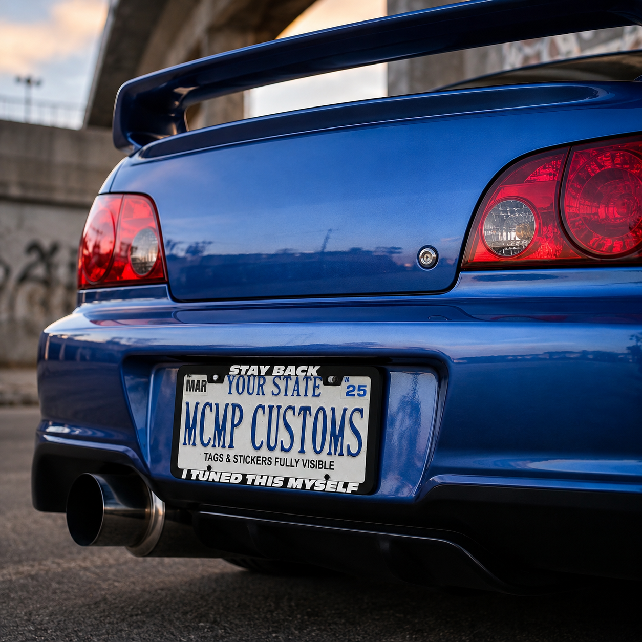 Stay Back I Tuned This Myself license plate frame lifestyle photo