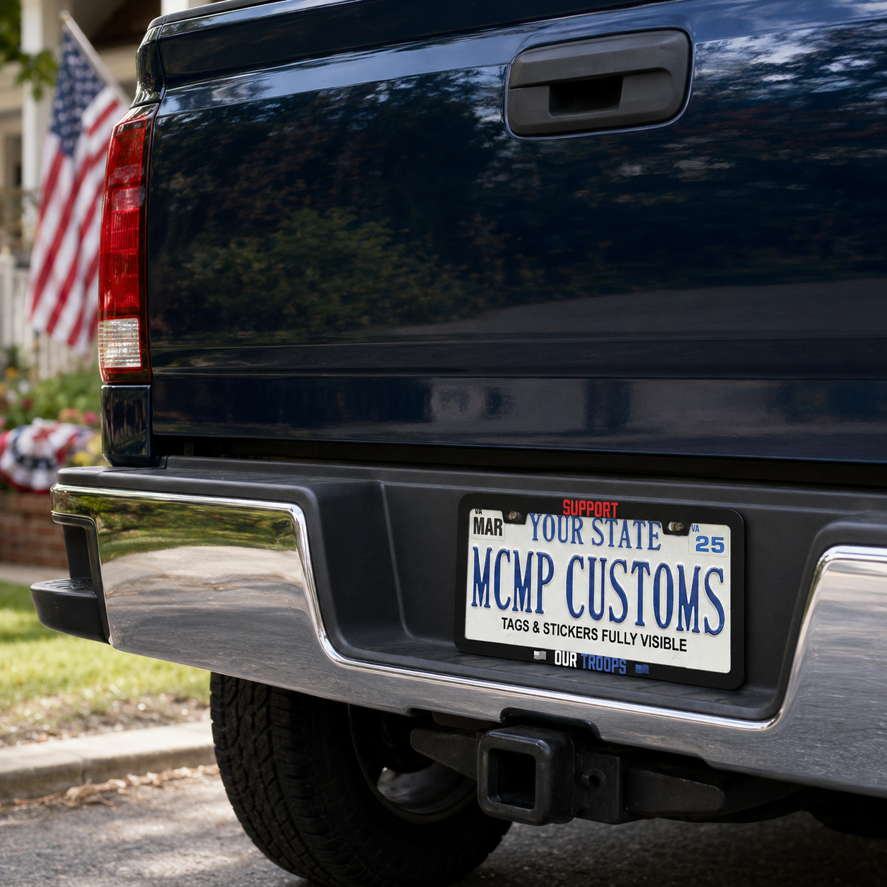 Support Our Troops Military Aluminum License Plate Frame