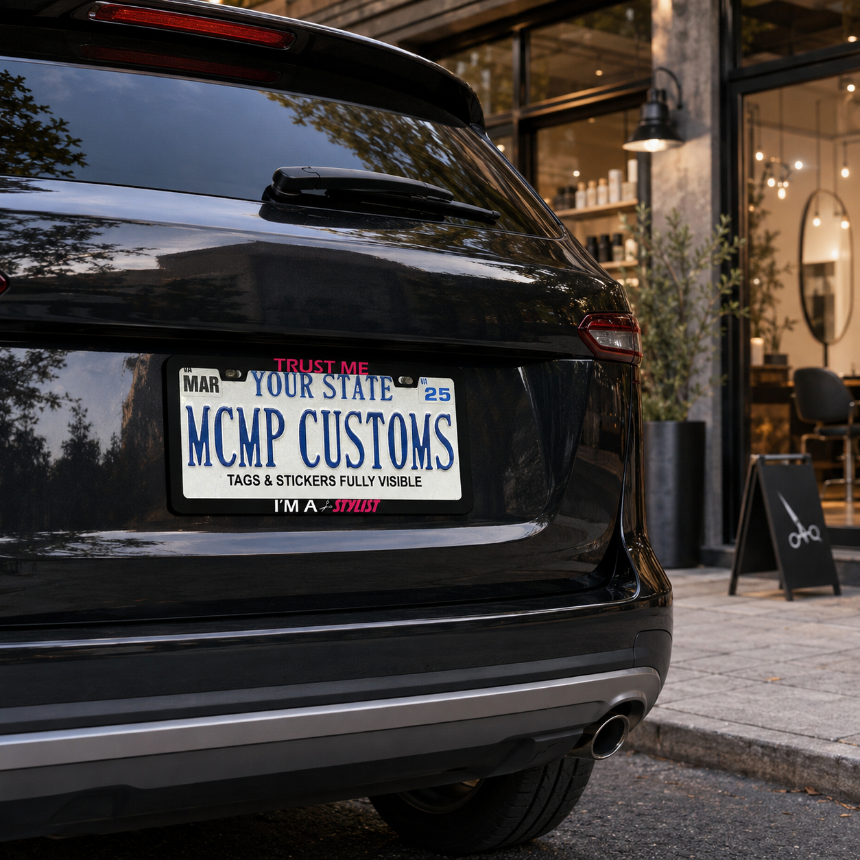 Trust Me I'm A Hair Stylist Aluminum License Plate Frame