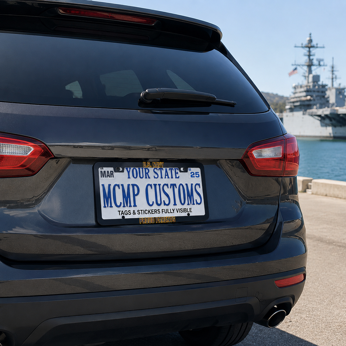 U.S. Navy Proud Parents license plate frame lifestyle photo