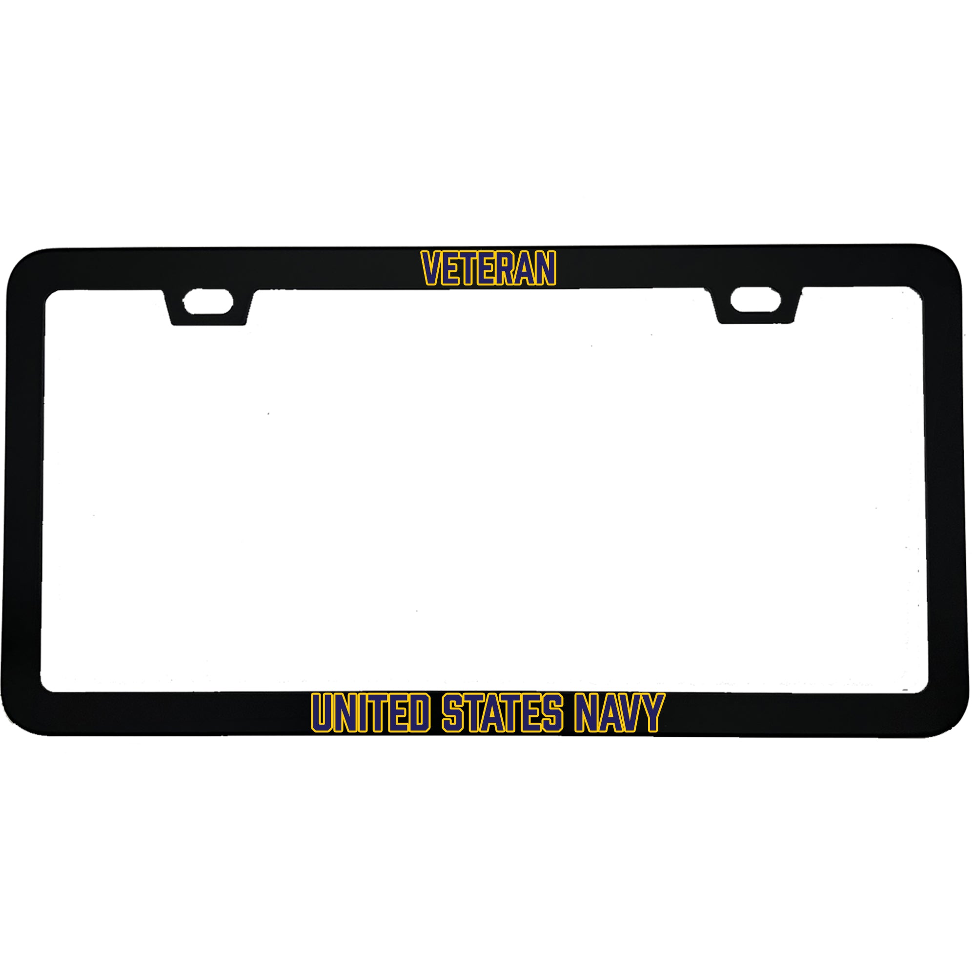"United States Navy Veteran" military aluminum license plate frame β front view