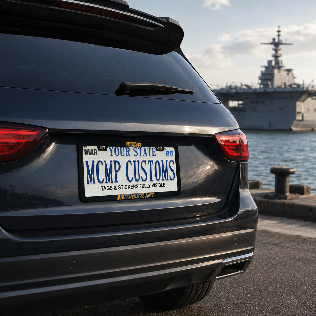 United States Navy Veteran license plate frame lifestyle photo