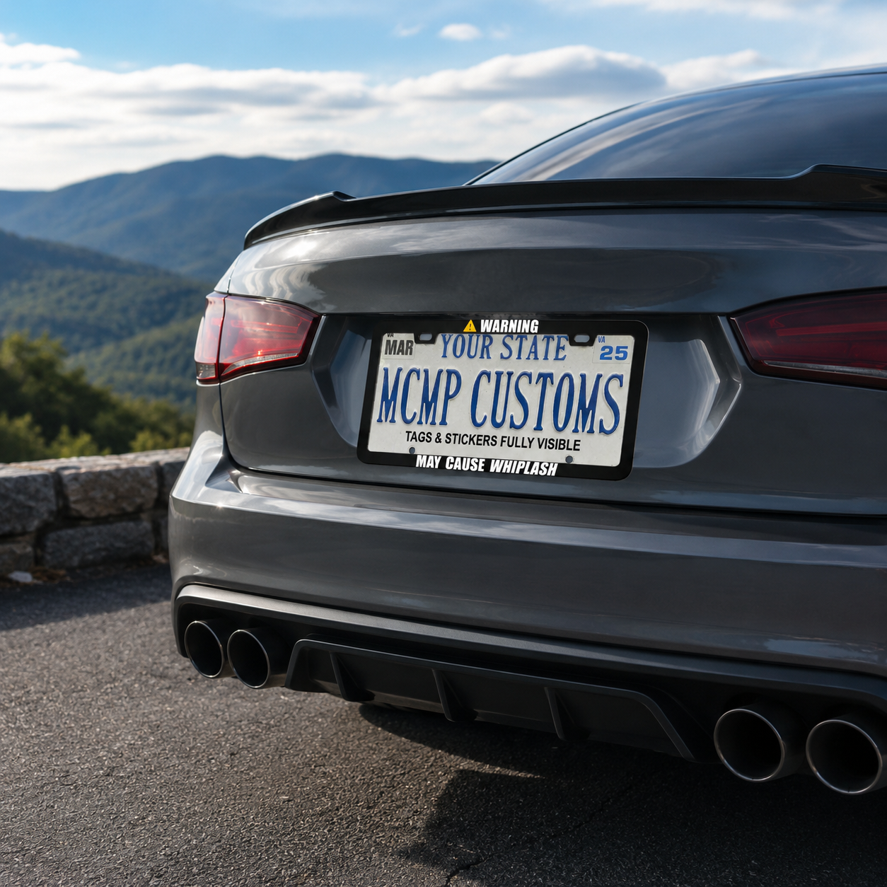Warning May Cause Whiplash Funny Aluminum License Plate Frame