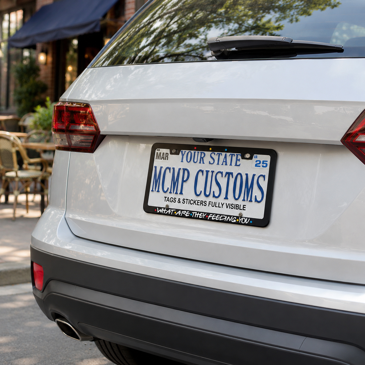 What Are They Feeding You Friends TV Aluminum License Plate Frame