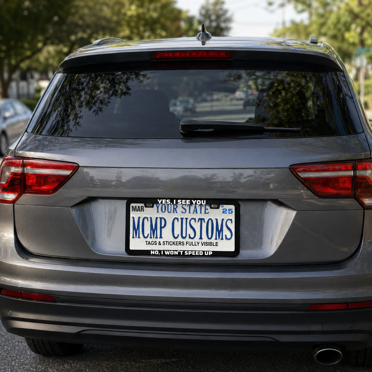 Yes I See You No I Won't Speed Up Funny Aluminum License Plate Frame