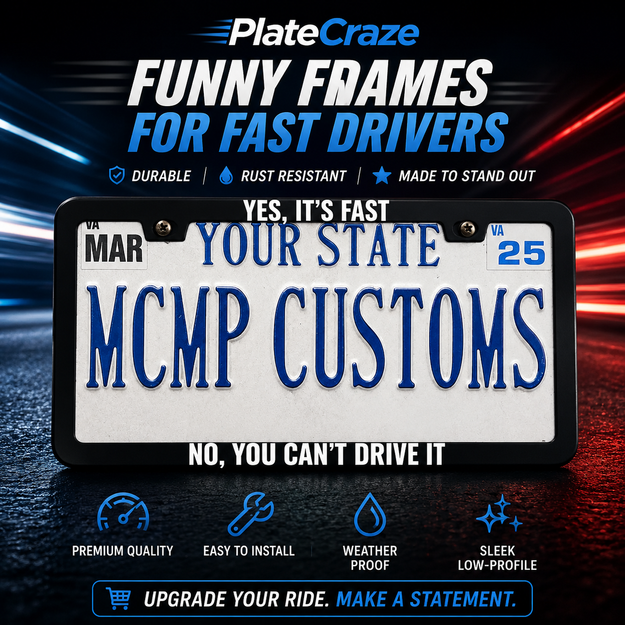 Yes Its Fast No You Cant Drive It Funny Aluminum License Plate Frame