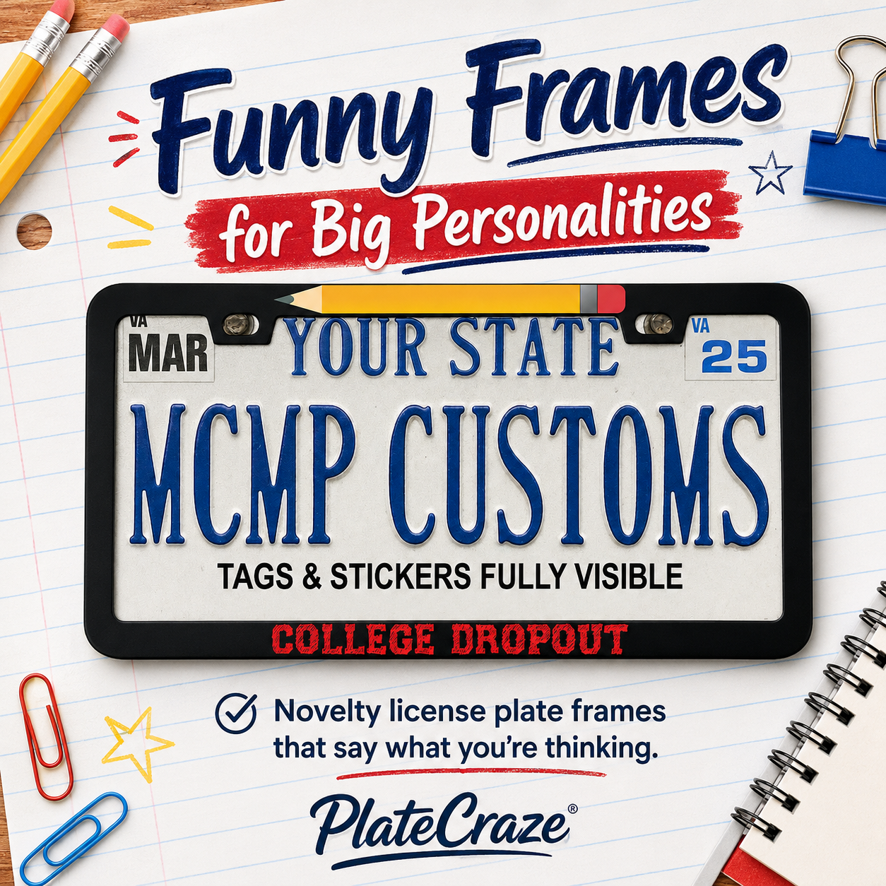 College Dropout Funny Aluminum License Plate Frame
