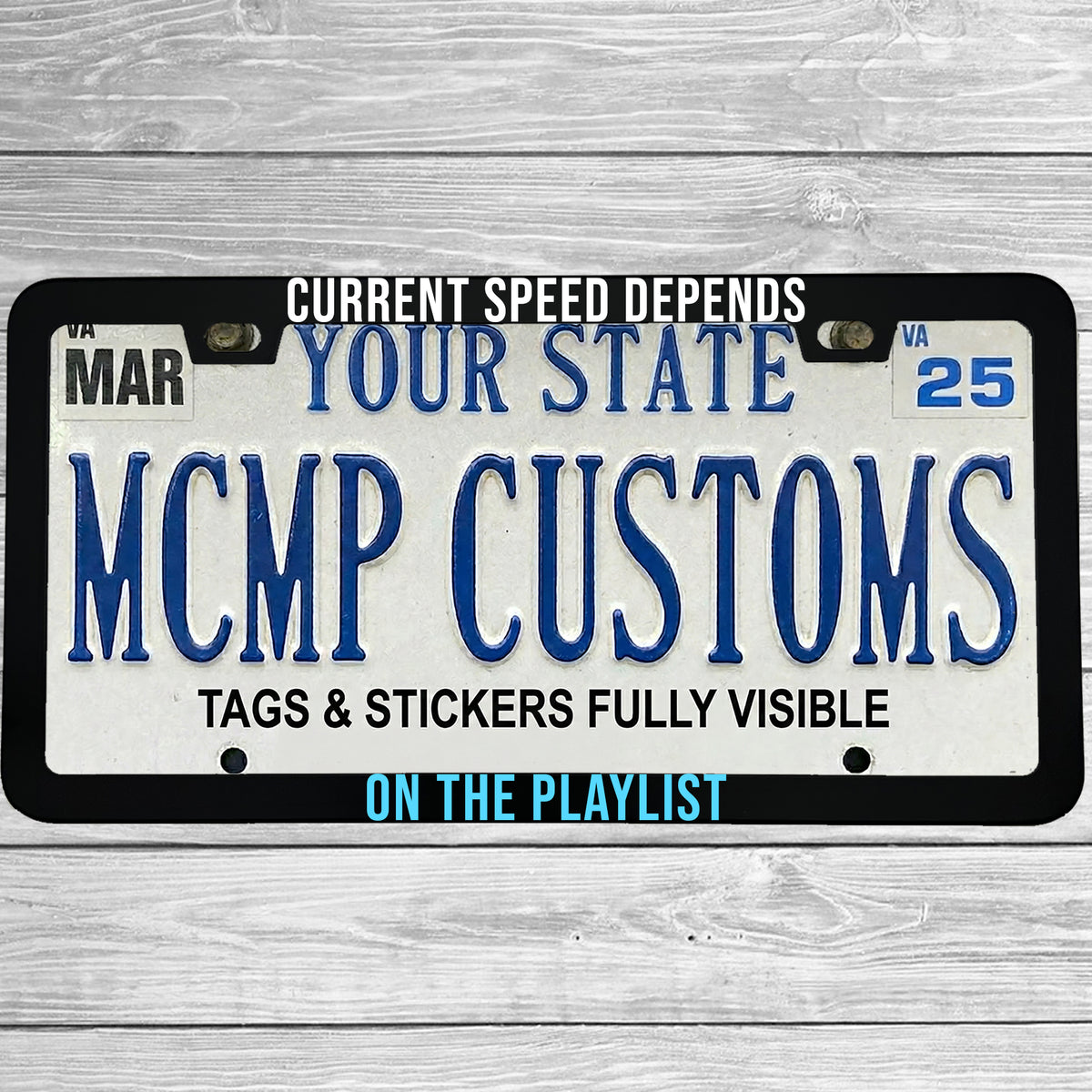 Current Speed Depends on the Playlist License Plate Frame, Funny Music Lover Car Frame, Driver Gift