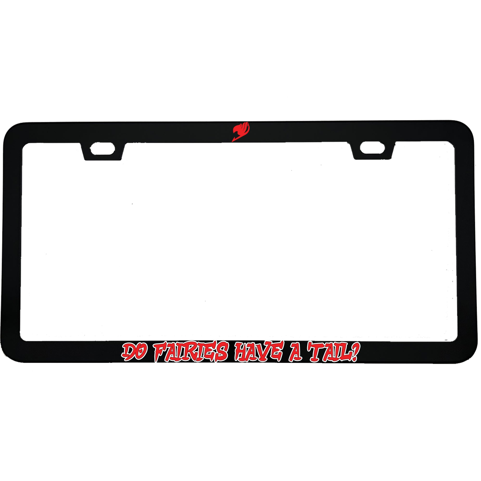"Do Fairies Have A Tail?" anime aluminum license plate frame — front view