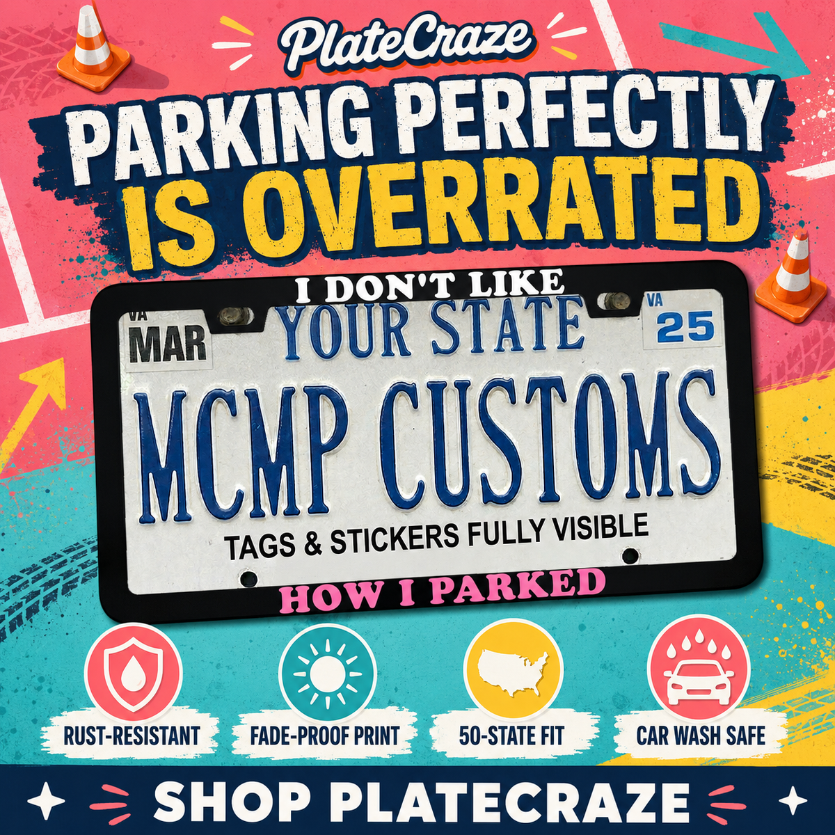I Don't Like How I Parked License Plate Frame, Funny Bad Parking Car Frame, New Driver Gift