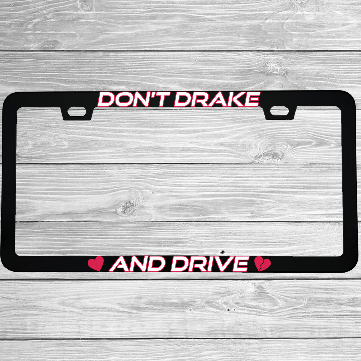 MCMP Customs aluminum license plate frame — features and quality detail infographic
