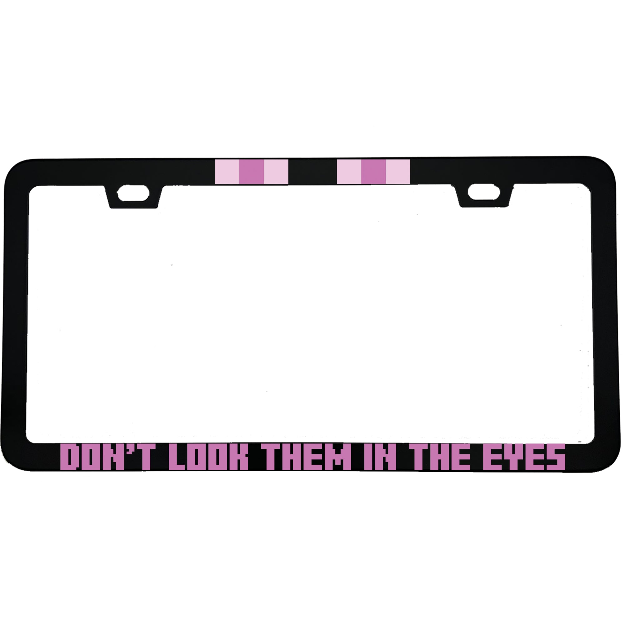 "Don't Look Them In The Eyes Minecraft Enderman" gaming aluminum license plate frame — front view