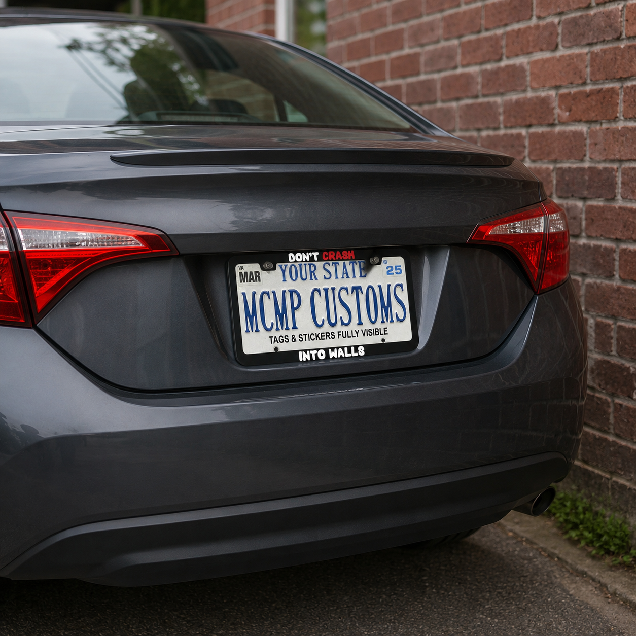 Don't Crash Into Walls Gaming Aluminum License Plate Frame