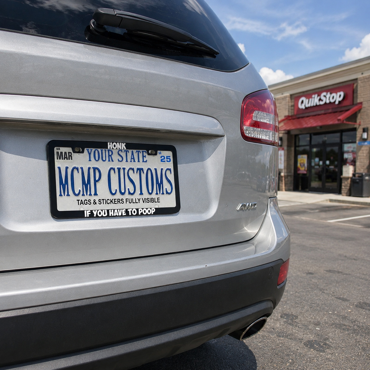 Honk If You Have To Poop Funny Aluminum License Plate Frame