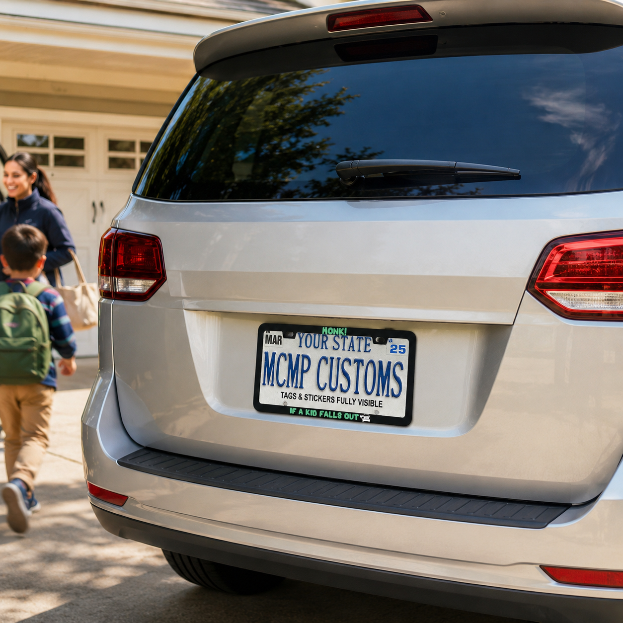 Honk If A Kid Falls Out Parent Aluminum License Plate Frame